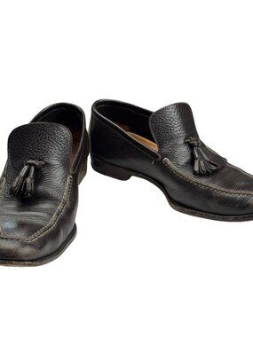 Sutor Mantellassi Leather Tassel Loafers Dress Shoes Black Men's Size 9.5 US